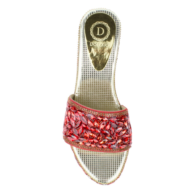 Women Handcrafted Red Wedge Slippers