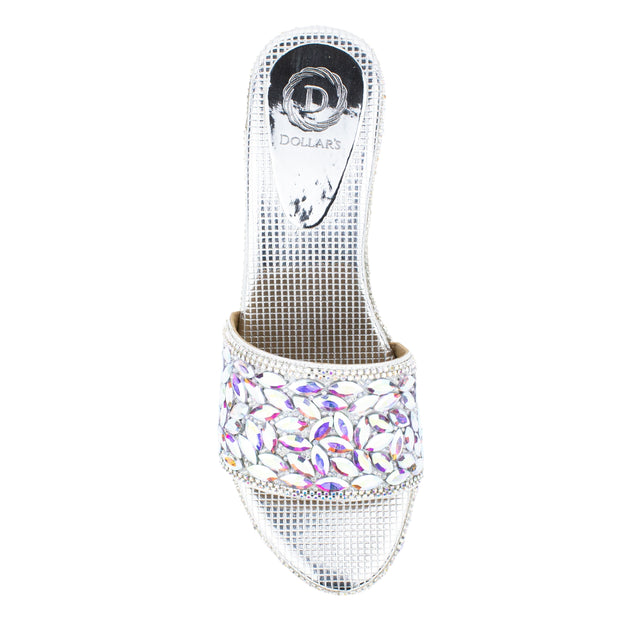 Women Handcrafted Silver Rainbow Wedge Slippers
