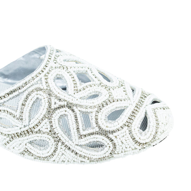 Glamorous Silver Flat Slippers