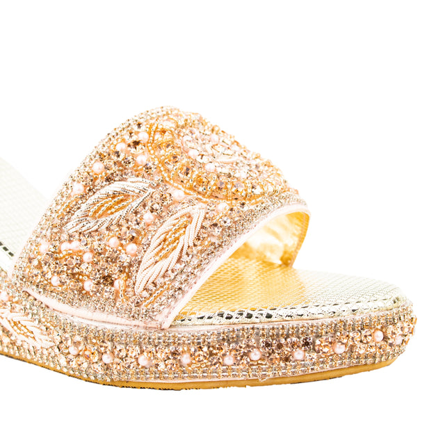 Women Handcrafted Rose Wedge Slippers s331w