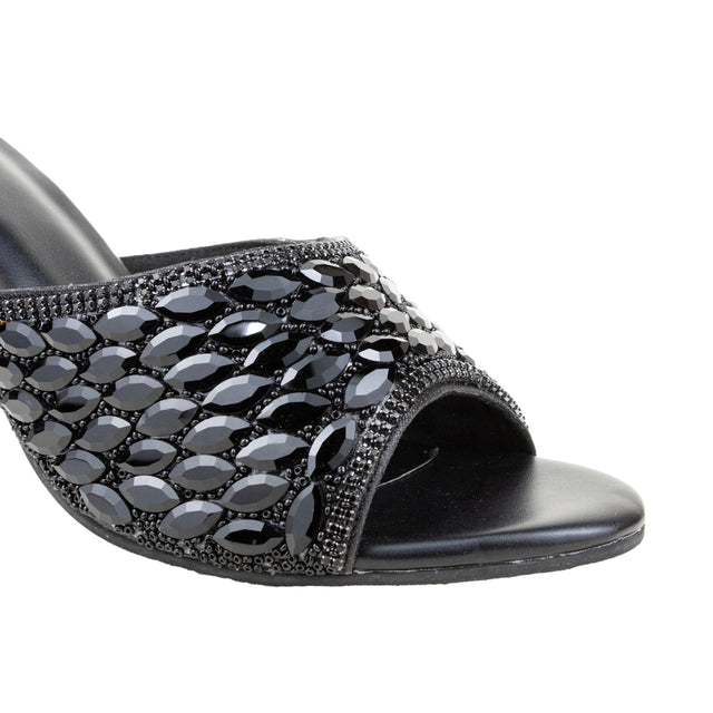 Amal Handcrafted Black Heel Sandals