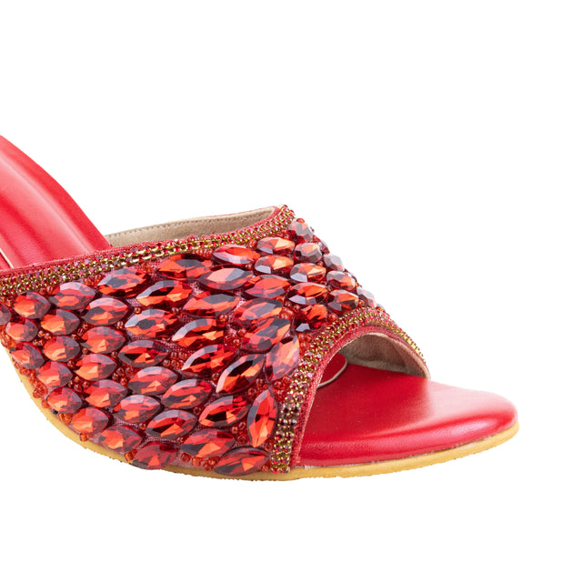 Amal Handcrafted Red Heel Sandals