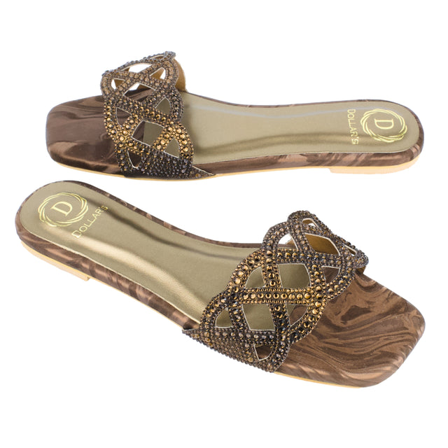 Lama'a Rich Brown Flat Slippers