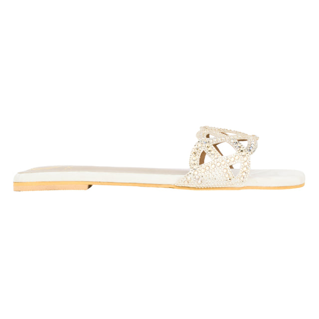 Lama'a Ivory Cream Flat Slippers