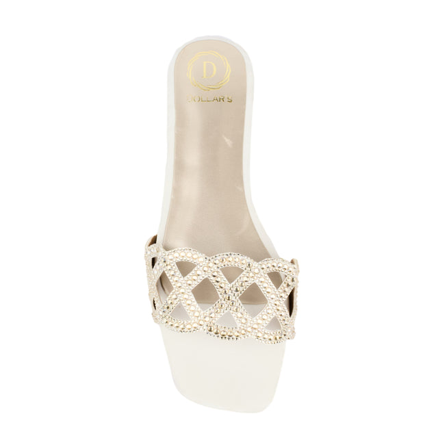 Lama'a Ivory Cream Flat Slippers
