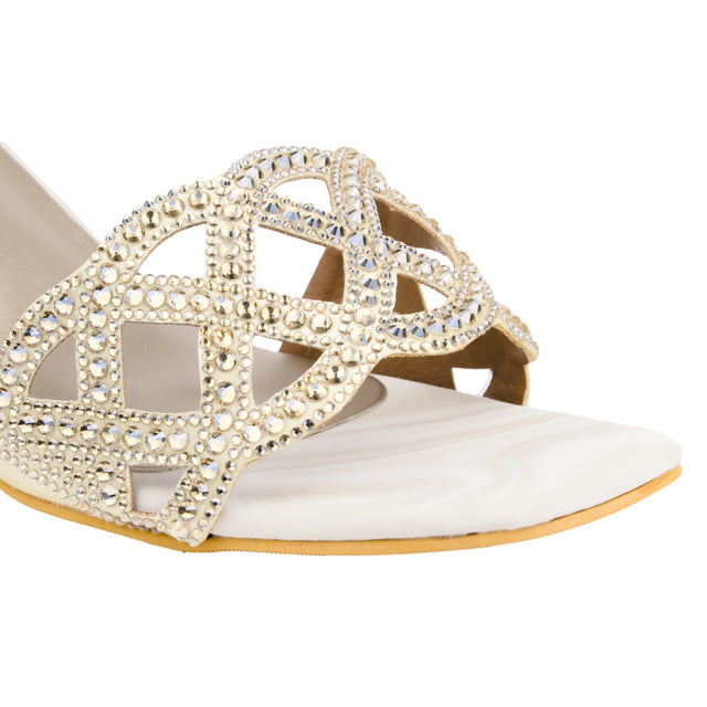 Lama'a Ivory Cream Pencil Heel Sandals