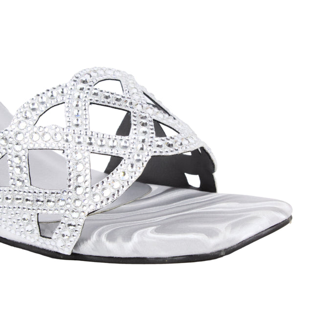 Lama'a Sparkling Silver Pencil Heel Sandals