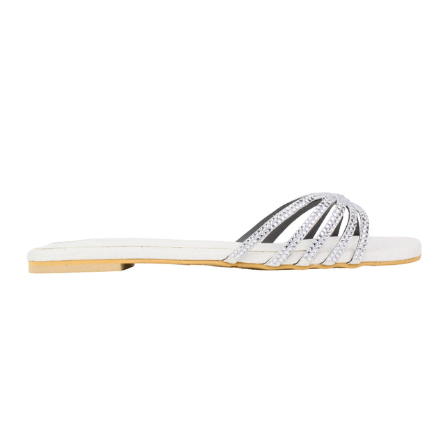 White Flat Handcrafted Slippers | S339F-W