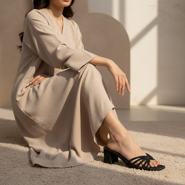 Black 2in Sculpted Block Heel Handcrafted Mule Sandals | S339H-B