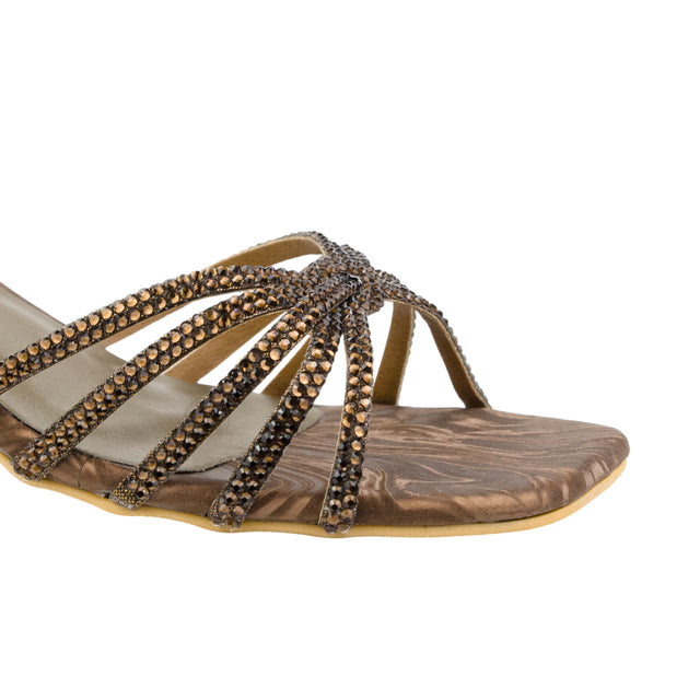 Brown 2in Sculpted Block Heel Handcrafted Mule Sandals | S339H-BR