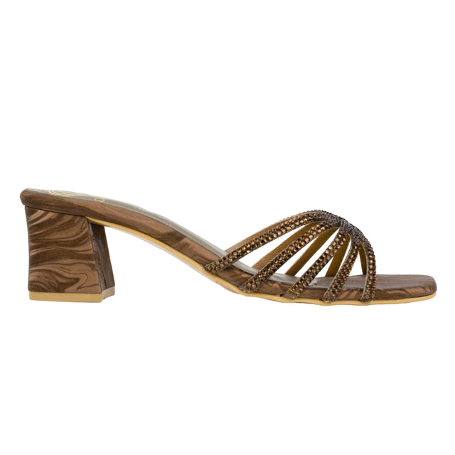 Brown 2in Sculpted Block Heel Handcrafted Mule Sandals | S339H-BR