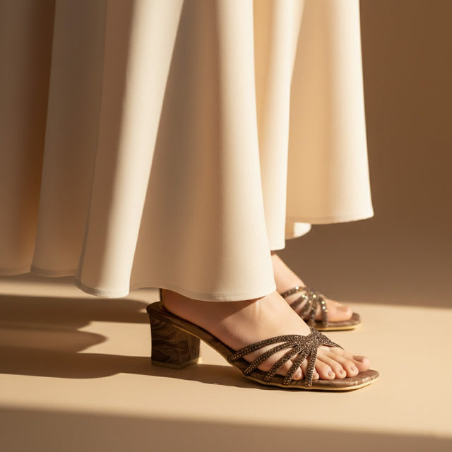 Brown 2in Sculpted Block Heel Handcrafted Mule Sandals | S339H-BR