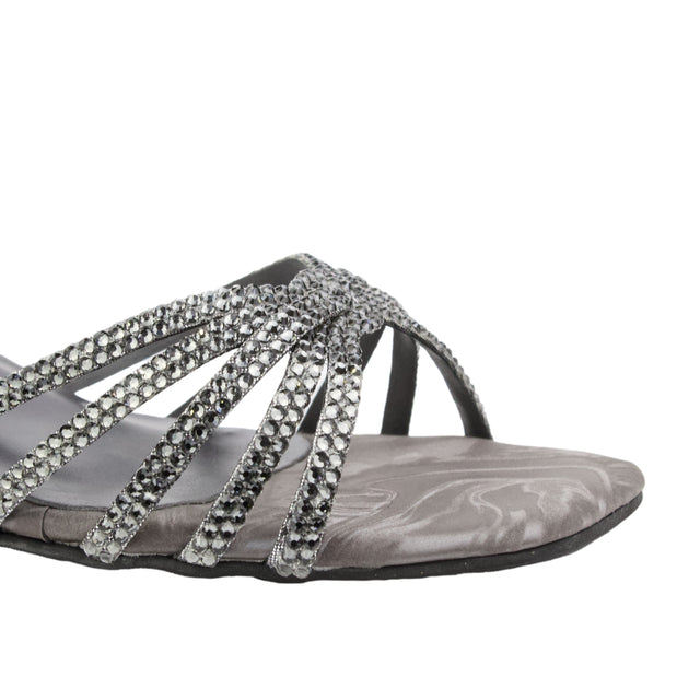 Grey 2in Sculpted Block Heel Handcrafted Mule Sandals | S339H-GR