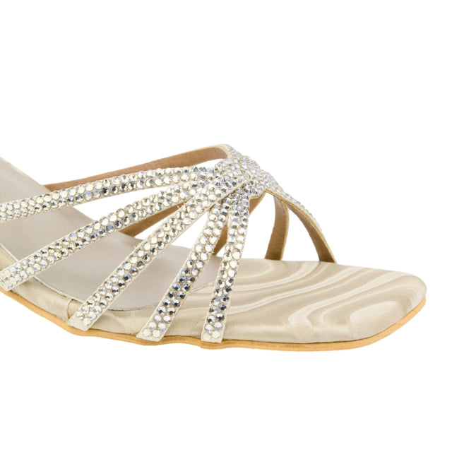 Nude 2in Sculpted Block Heel Handcrafted Mule Sandals | S339H-N