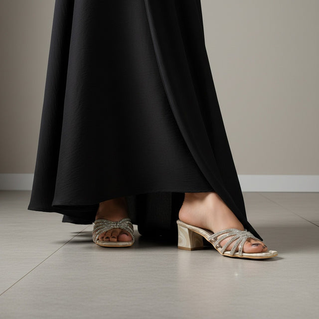 Nude 2in Sculpted Block Heel Handcrafted Mule Sandals | S339H-N