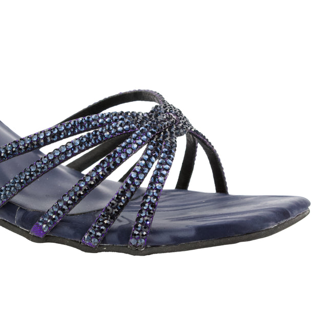 Navy Blue 2in Sculpted Block Heel Handcrafted Mule Sandals | S339H-NVY