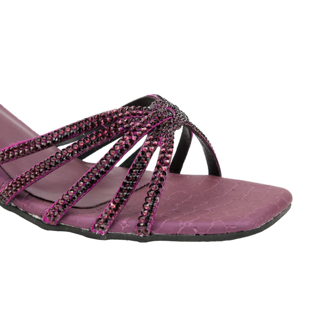 Purple 2in Sculpted Block Heel Handcrafted Mule Sandals | S339H-PRP