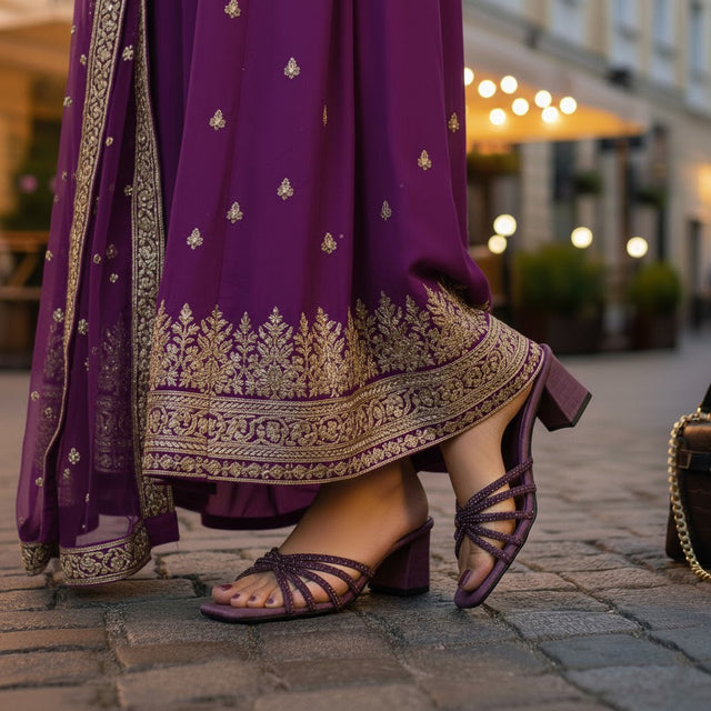 Purple 2in Sculpted Block Heel Handcrafted Mule Sandals | S339H-PRP