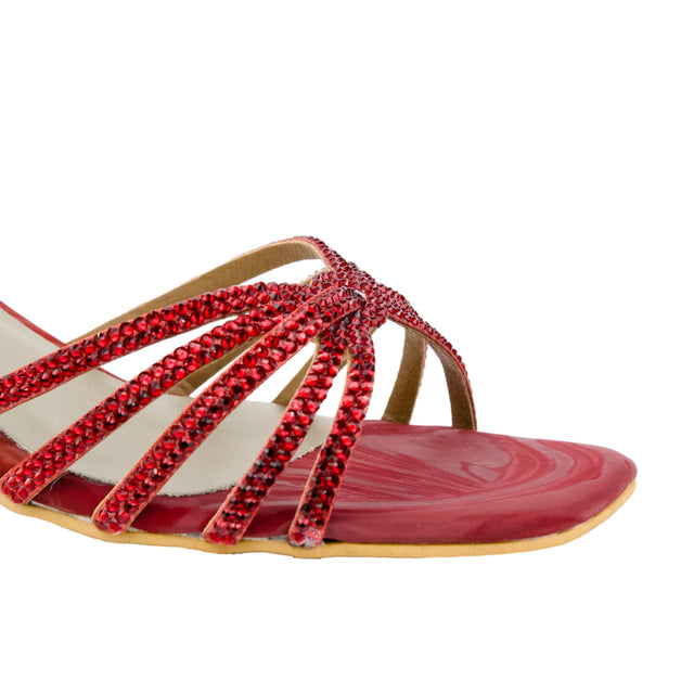 Red 2in Sculpted Block Heel Handcrafted Mule Sandals | S339H-RED