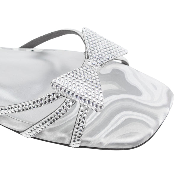 Silver Flat Bow Slippers | S344F-S