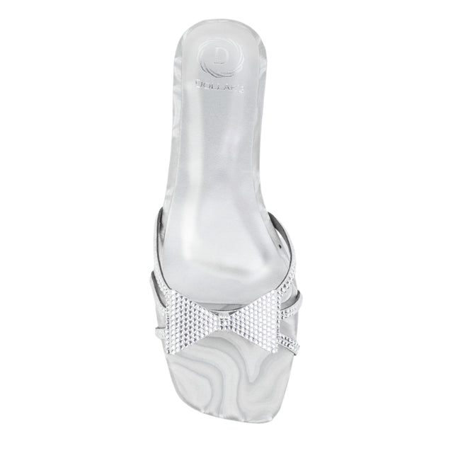 Silver Flat Bow Slippers | S344F-S