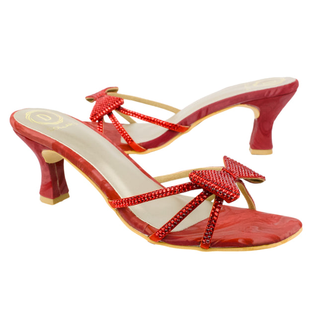 Red Heel Bow Mule Sandals | S344H-RED