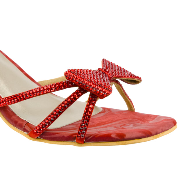 Red Heel Bow Mule Sandals | S344H-RED