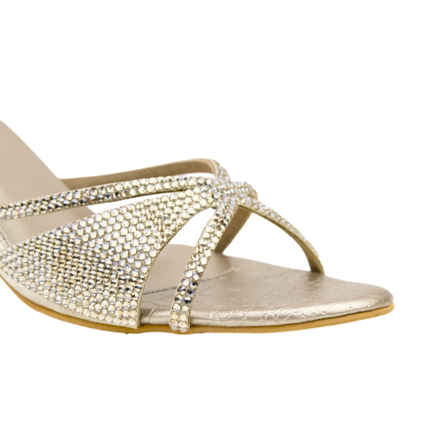 Nude 3" Patterned Flared Heels