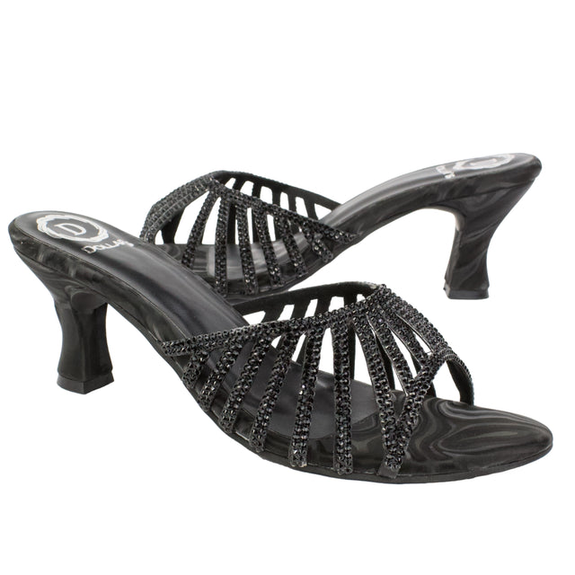 Black Heel Intricate Sandals | S348H-B