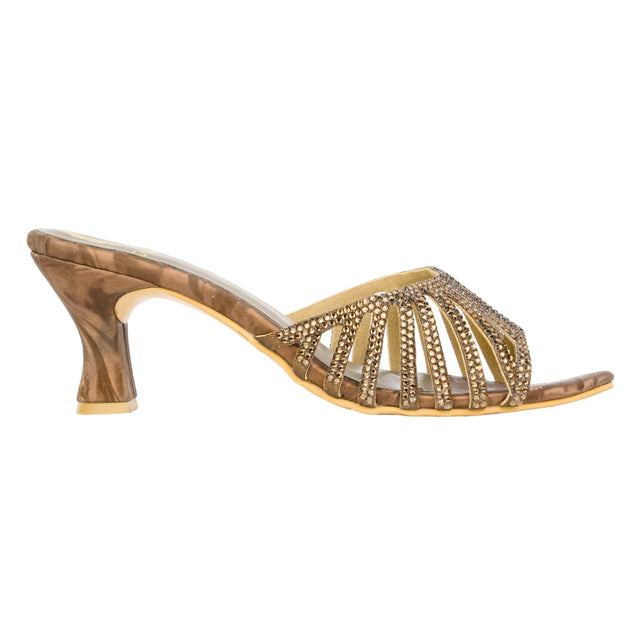 Brown Heel Intricate Sandals | S348H-BR