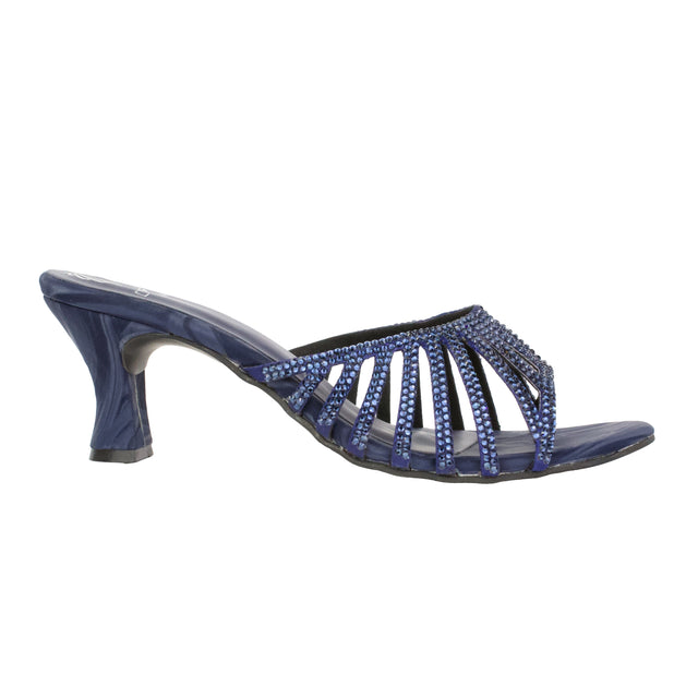 Navy Blue Heel Intricate Sandals | S348H-NVY