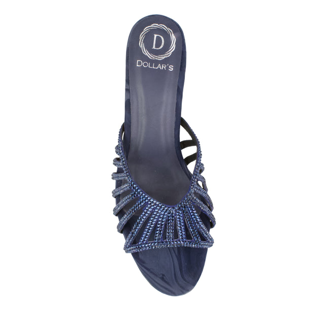 Navy Blue Heel Intricate Sandals | S348H-NVY