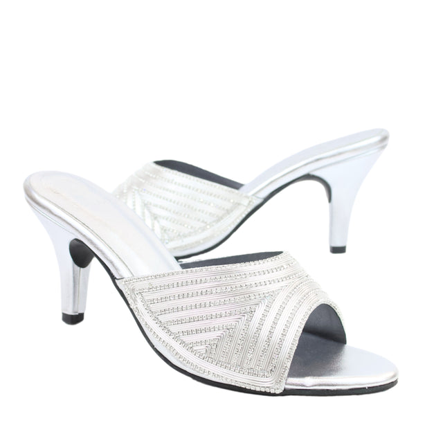 Silver Heel Shimmering Slip-On Sandals | S349H-S