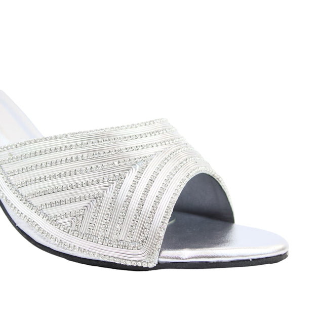 Silver Heel Shimmering Slip-On Sandals | S349H-S