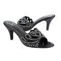 Black Heel Looping Design Mule Sandals | S351H-B
