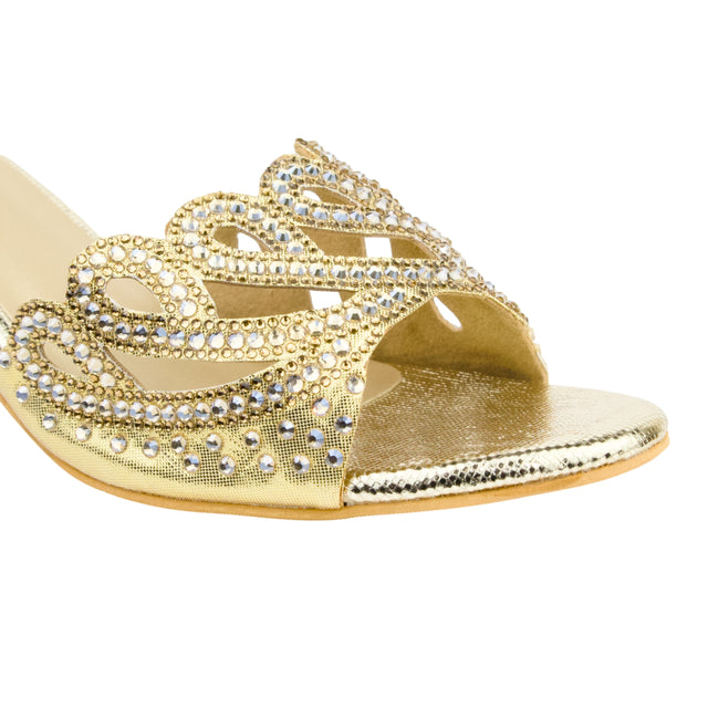 Gold Heel Looping Design Mule Sandals | S351H-G