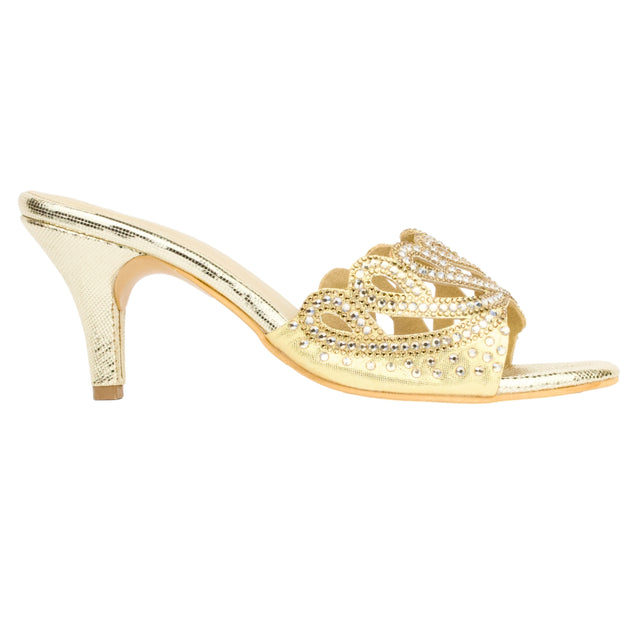 Gold Heel Looping Design Mule Sandals | S351H-G