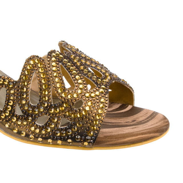 Brown Heel Crown Slip-On Sandals | S352H-BR