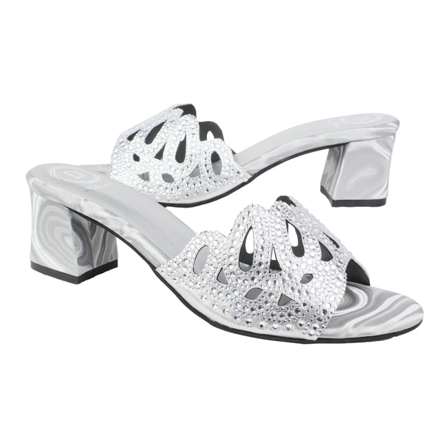 Silver Heel Crown Slip-On Sandals | S352H-S