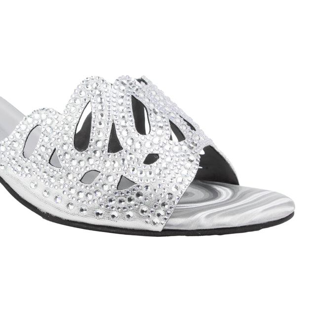Silver Heel Crown Slip-On Sandals | S352H-S