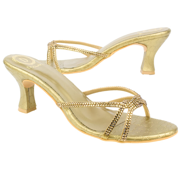 Cream Heel Woven Strap Sandals | S354H-BRZ