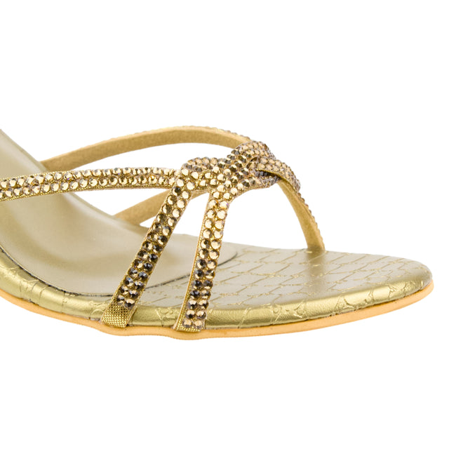 Cream Heel Woven Strap Sandals | S354H-BRZ