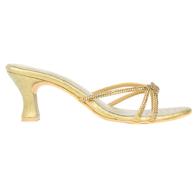 Cream Heel Woven Strap Sandals | S354H-BRZ