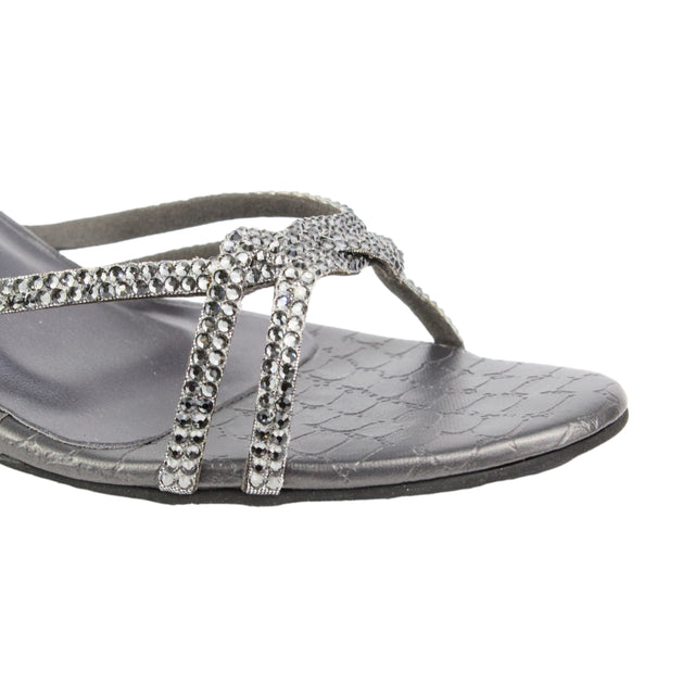 Grey Heel Woven Strap Sandals | S354H-GR