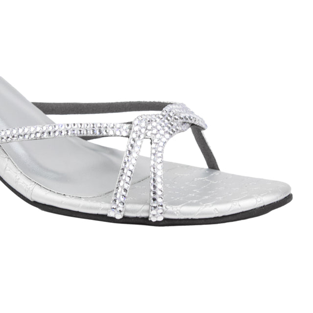Silver Heel Woven Strap Sandals | S354H-S