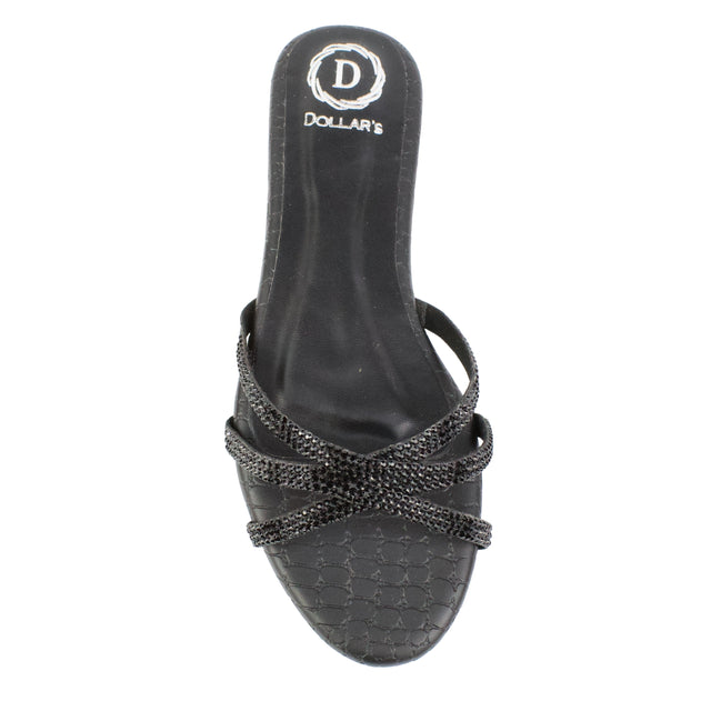 Black Flat Cross Design Slides | S355F-B