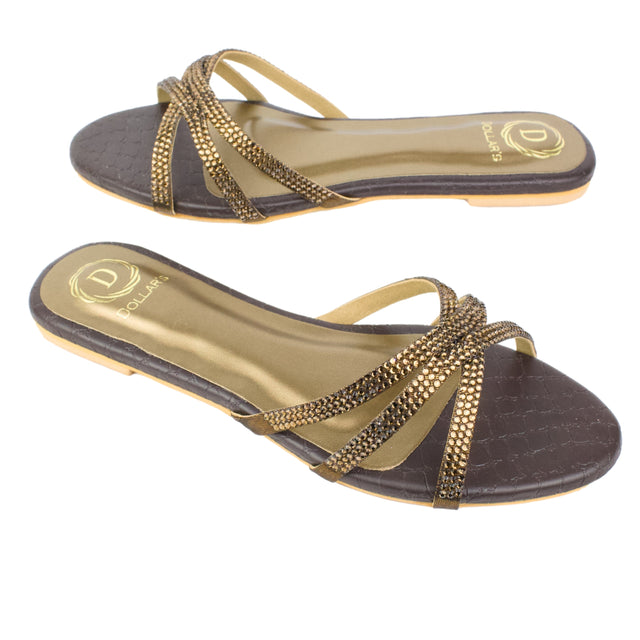 Brown Flat Cross Design Slides | S355F-BR