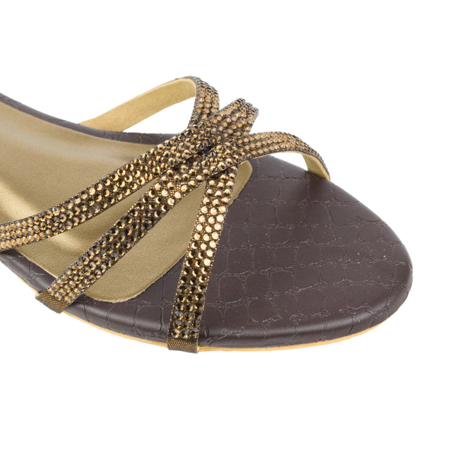 Brown Flat Cross Design Slides | S355F-BR