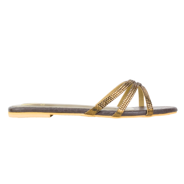 Brown Flat Cross Design Slides | S355F-BR