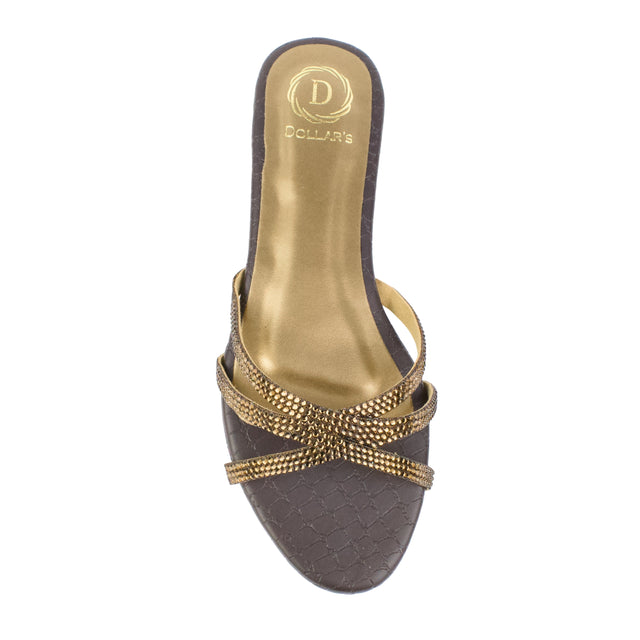 Brown Flat Cross Design Slides | S355F-BR